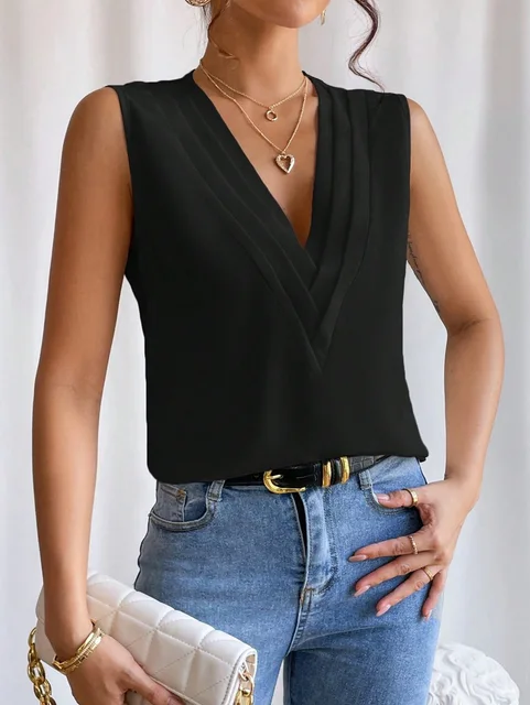 kf Sc20d787990f7448bab8b453041ccc130W Solid Casual Loose Sleeveless Blouses For Women Fashion Summer Women s Oversized Shirts And Blouses Elegant