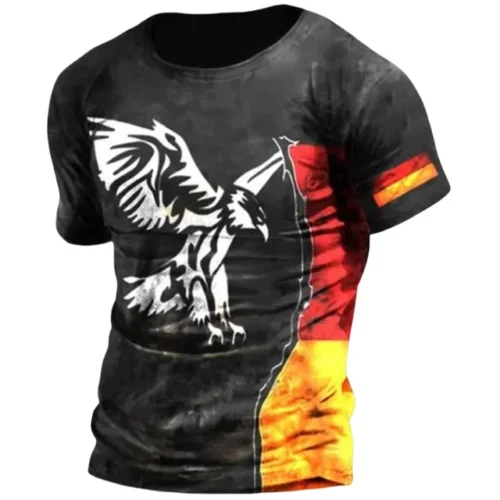 kf Sc701878327cf40d5995524730bc5ea58w Germany Eagle Print T shirts For Men Summer Breathable Polyester O Neck Short Sleeve Loose Tee 1