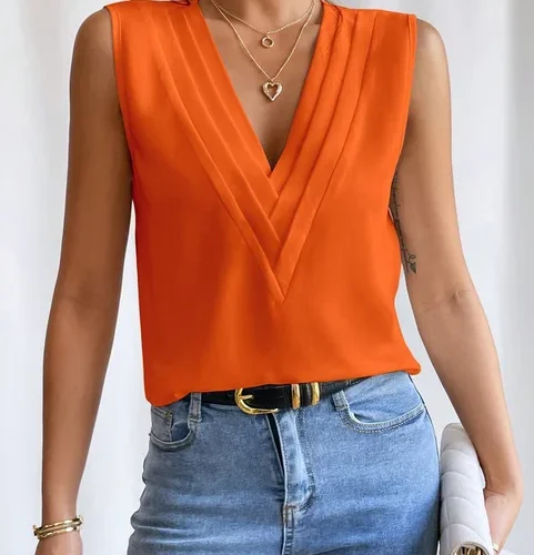 kf Sc7a2b46f0594473a91f98e1ee36e7ab4m Solid Casual Loose Sleeveless Blouses For Women Fashion Summer Women s Oversized Shirts And Blouses Elegant