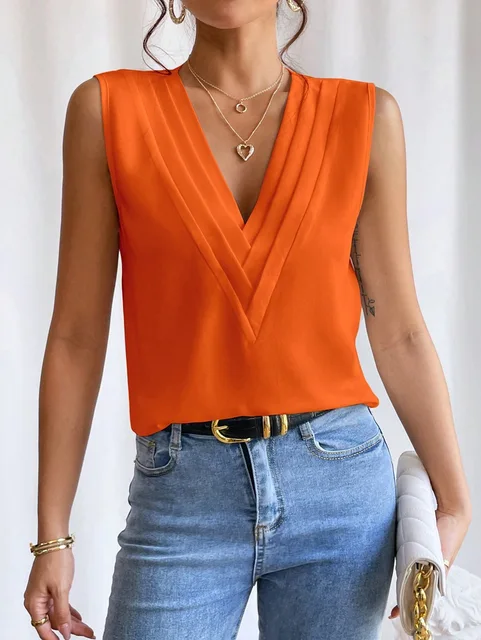 kf Sc7a2b46f0594473a91f98e1ee36e7ab4m Solid Casual Loose Sleeveless Blouses For Women Fashion Summer Women s Oversized Shirts And Blouses Elegant