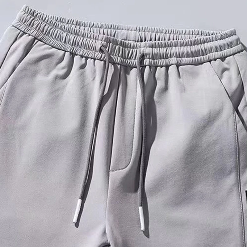 kf Sd4637f4de6ae4dabb2f3ef20b701c921y 2023 Summer Men S Sports Shorts Solid Color Straight Pattern Loose Type Elastic Waist Drawstring Casual