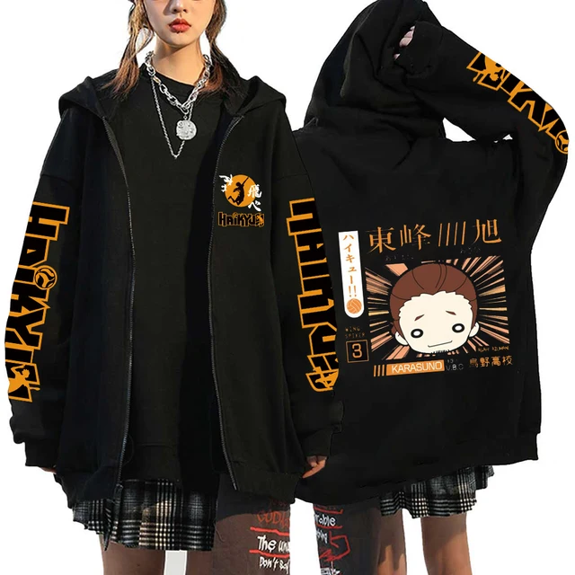 kf Sd643e7c72ca044439f57db222d0615aa9 Women Men Anime Hoodie Haikyuu Zip Up Jacket Karasuno High School Plus Size Sweatshirt Harajuku Unisex