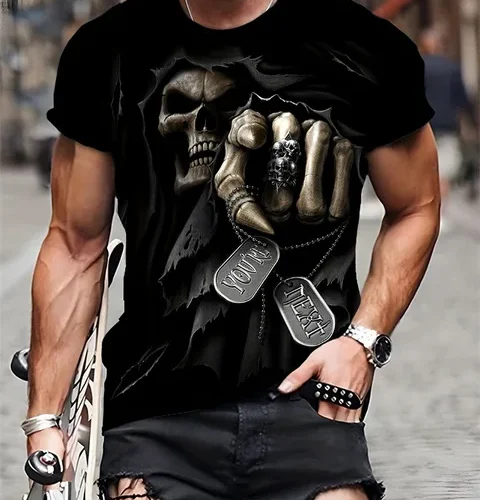 kf Sde3443b4f9464eabb9bc59ccdc88bfa8v Men s Horror Skull Print T Shirt 3D Print Vintage O Neck Short Sleeve Fashion Oversized