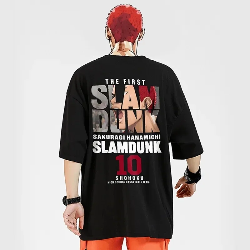 kf Se13ec2e6ecaa4bc5a1defa0ec8c127bdh 2024 Anime Slam Dunk Print T Shirt Men s Oversized Japanese Manganese Cotton Short Sleeve Fast