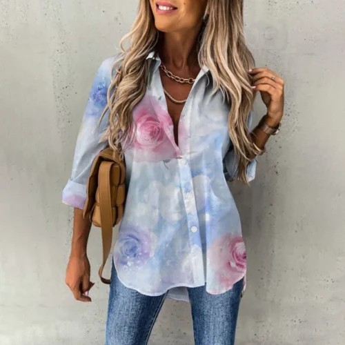 kf Se3db5bfc5a8e48f9986445cb28a0065f9 Women s Spring New Fashion Casual Street Button Shirt Elegant and Comfortable Long Sleeve Loose Blouse 1