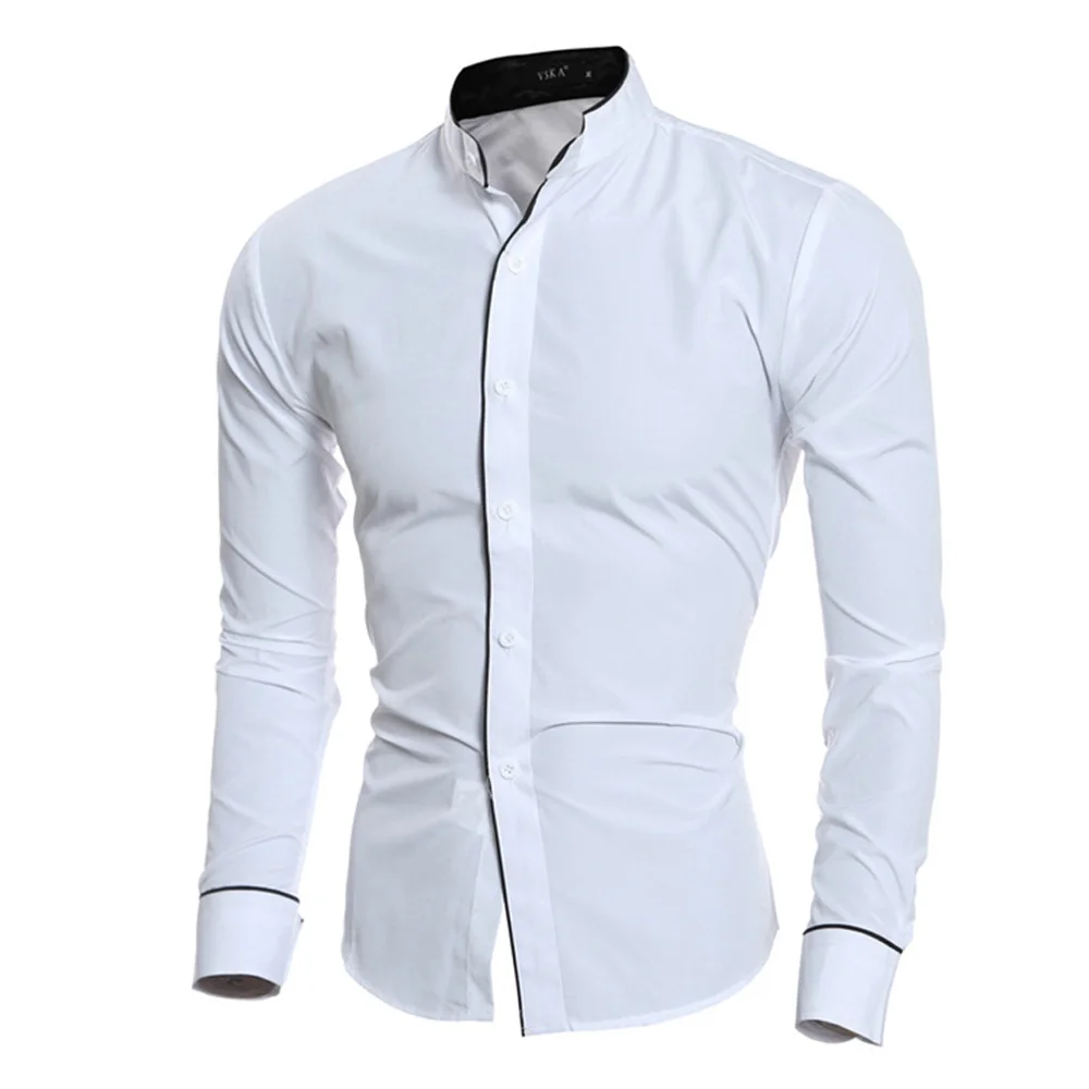 kf Se8932c51e8f64aaab3156e15cbf4a1c87 Men s Luxury Casual Formal Shirt Long Sleeve Slim Fit Business Dress Shirts Tops