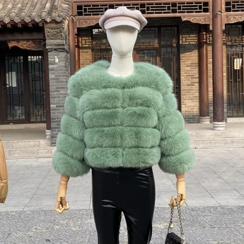 kf Secf6000b8eb24629b097bc99befd5587l 2024 new style real fur coat 100 natural fur jacket female winter warm leather fox fur