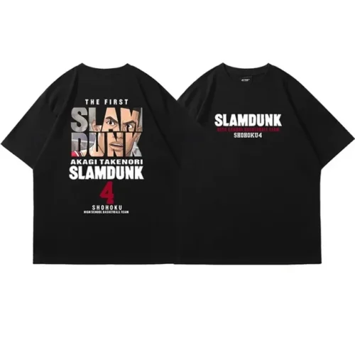 kf Sf05bfeea495c4011a1e33c57f30cdf67L 2024 Anime Slam Dunk Print T Shirt Men s Oversized Japanese Manganese Cotton Short Sleeve Fast