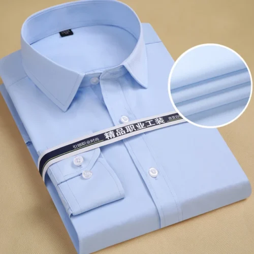 kf Sf56df33174164829b1a5edc612e8c4f6W 8XL Plus Size Men s Top Quality Dress Shirts Long Sleeve Slim Fit Solid Striped Business