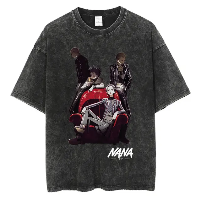 kf Sf75e8b10643545798dee481b3754f1dfe Japanese Anime Nana Osaki Print Vintage Washed Tshirt Harajuku Streetwear Graphic T Shirt Summer Short Sleeve 1