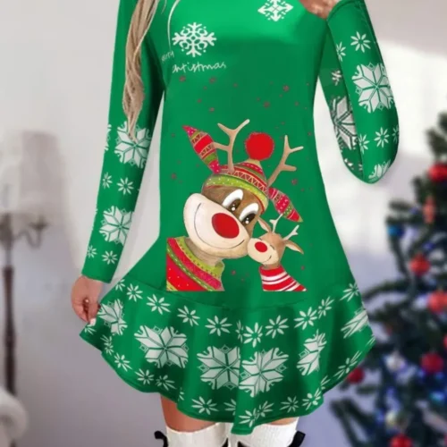 kf Sbc4c3f3e899a42019ef984ccee6ea5det Dresses For Women Christmas Theme Cartoon Print Winter Long Sleeve Dresses Fashion Evening Party Vestidos 2023