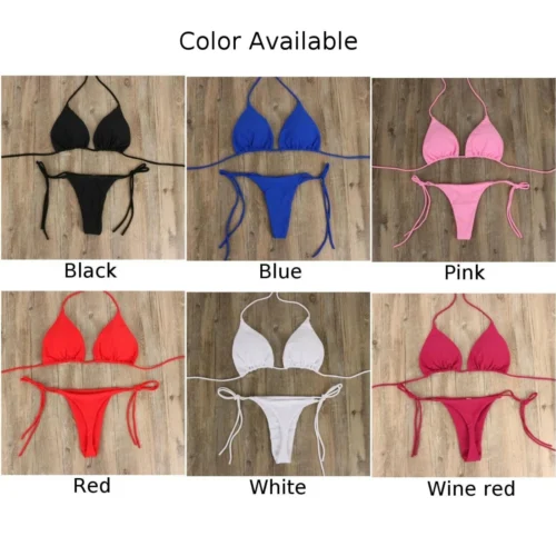 kf Se3c4dee831544d56b61099112f1a8d692 Women Bikini Set Sexy Side Tie Thong Swimsuit Bandage Style Brazilian Swimwear Ultrathin Bra Brief Sets