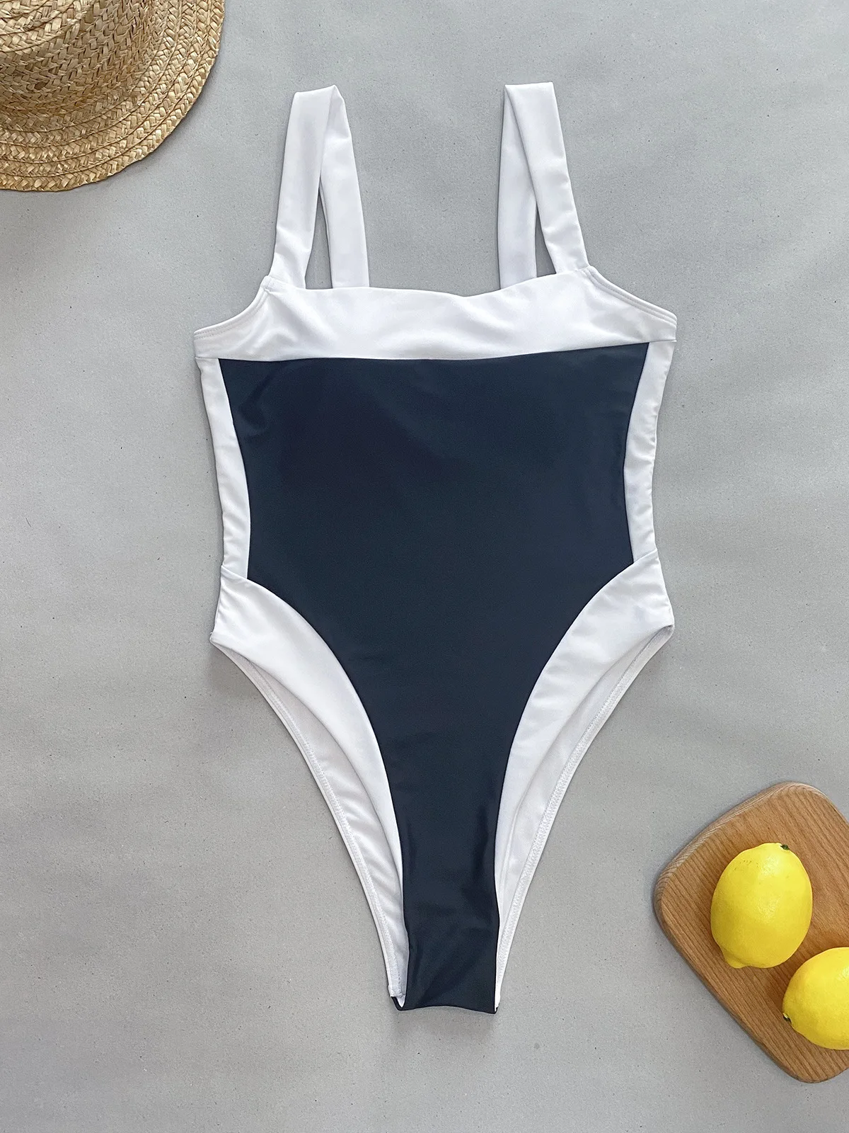 kf See420cbcd6424fb49bf53bb7d3829e0eB sexy 3D white black color block swimsuit one piece bodysuits bikinis high waist thong swimsuit swimwear