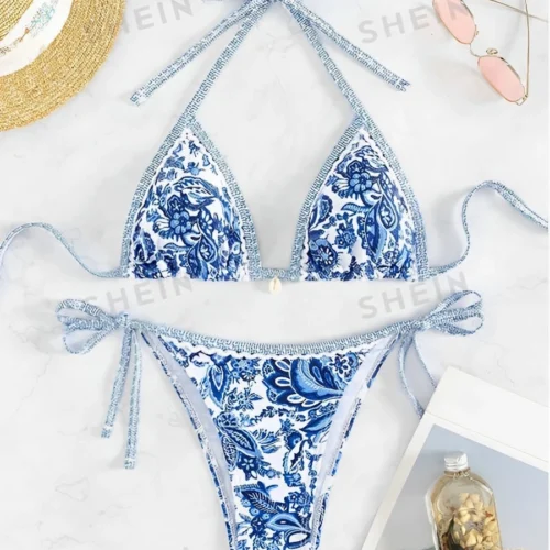 kf Sfe699a0dbef449b5aa782ef75fc15451e 2024 Halter String Triangle Two Piece Bikini Women Swimwear Female Swimsuit Bathers Bathing Swimming Suit Beachwear